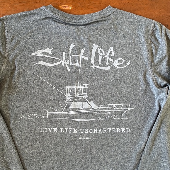 Salt Life long sleeve grey UVA protected drift life uncharted shirt - Picture 5 of 6